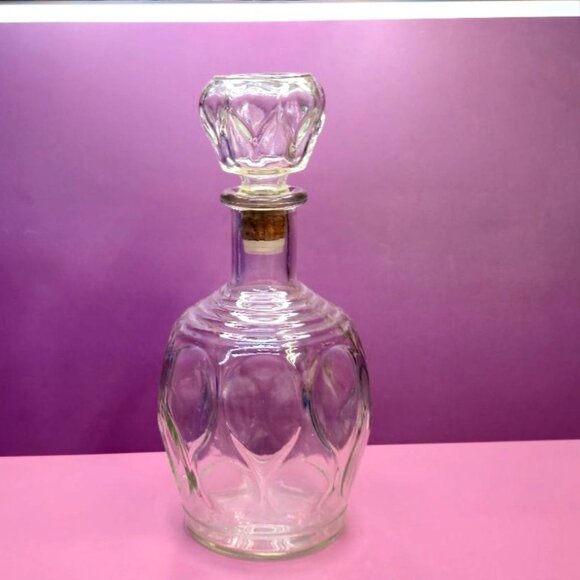 Mid Century Glass Decanter Textured Bubble Design barware - Picture 4 of 10